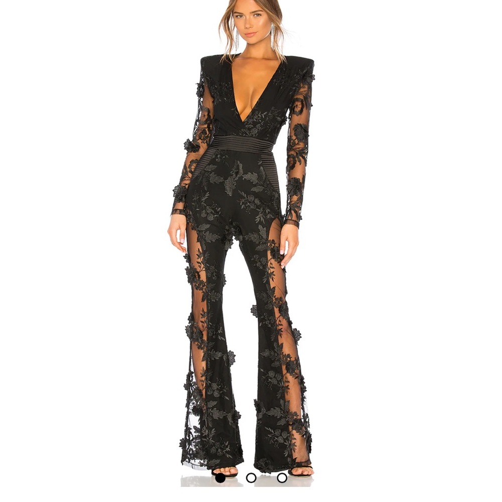 Zhivago Sheer Black Floral Jumpsuit